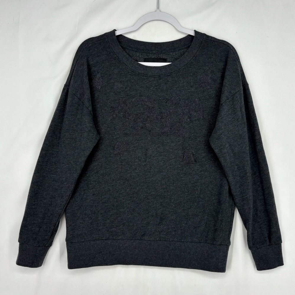 Victoria Sport Womens XS Pullover Sweatshirt Charcoal Heather Gray Sparkle Logo